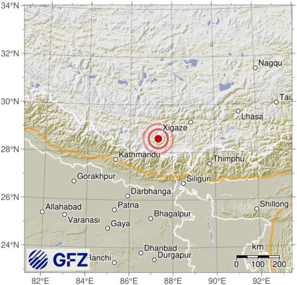 El lugar del terremoto en China. Foto: x AlertaNews24.