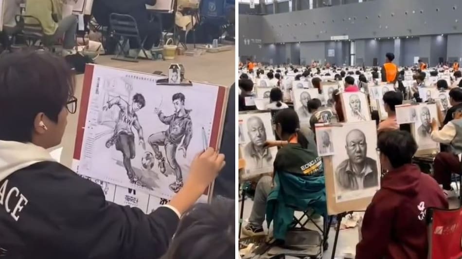 Los exhaustivos exámenes de arte en China. Foto: captura de video.