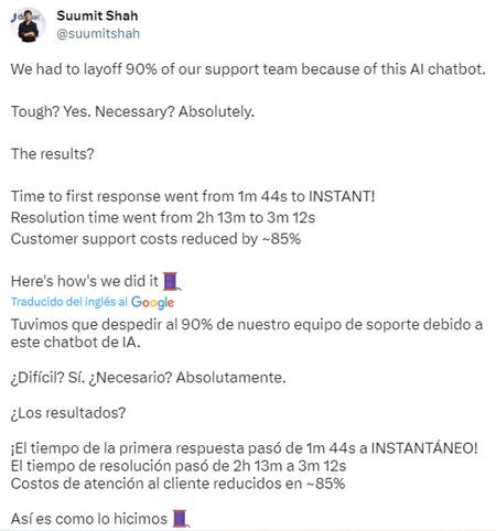 En su cuenta de Twitter, el empresario explicó cómo realizó el recorte de personal.