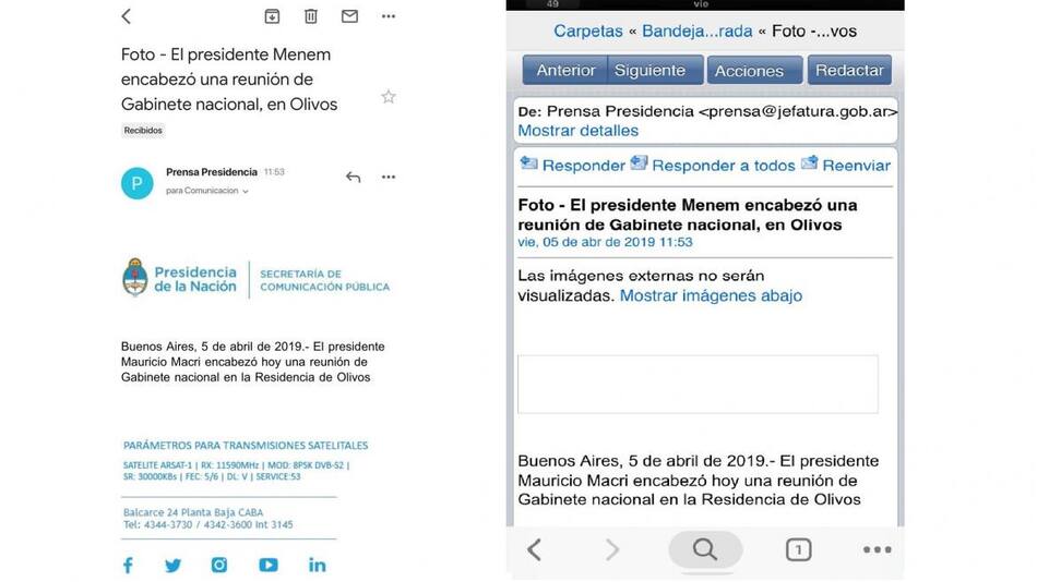 El mensaje de Presidencia que confundió a Macri con Menem