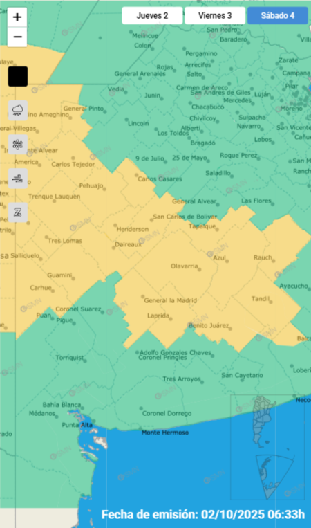 Alerta por tormentas sobre Buenos Aires.
