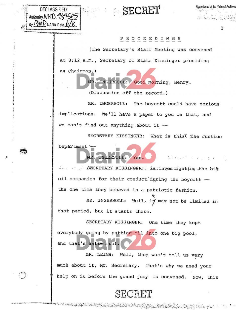 24 de marzo de 1976, golpe militar, dictadura militar en Argentina, documentos de Estados Unidos, Kissinger