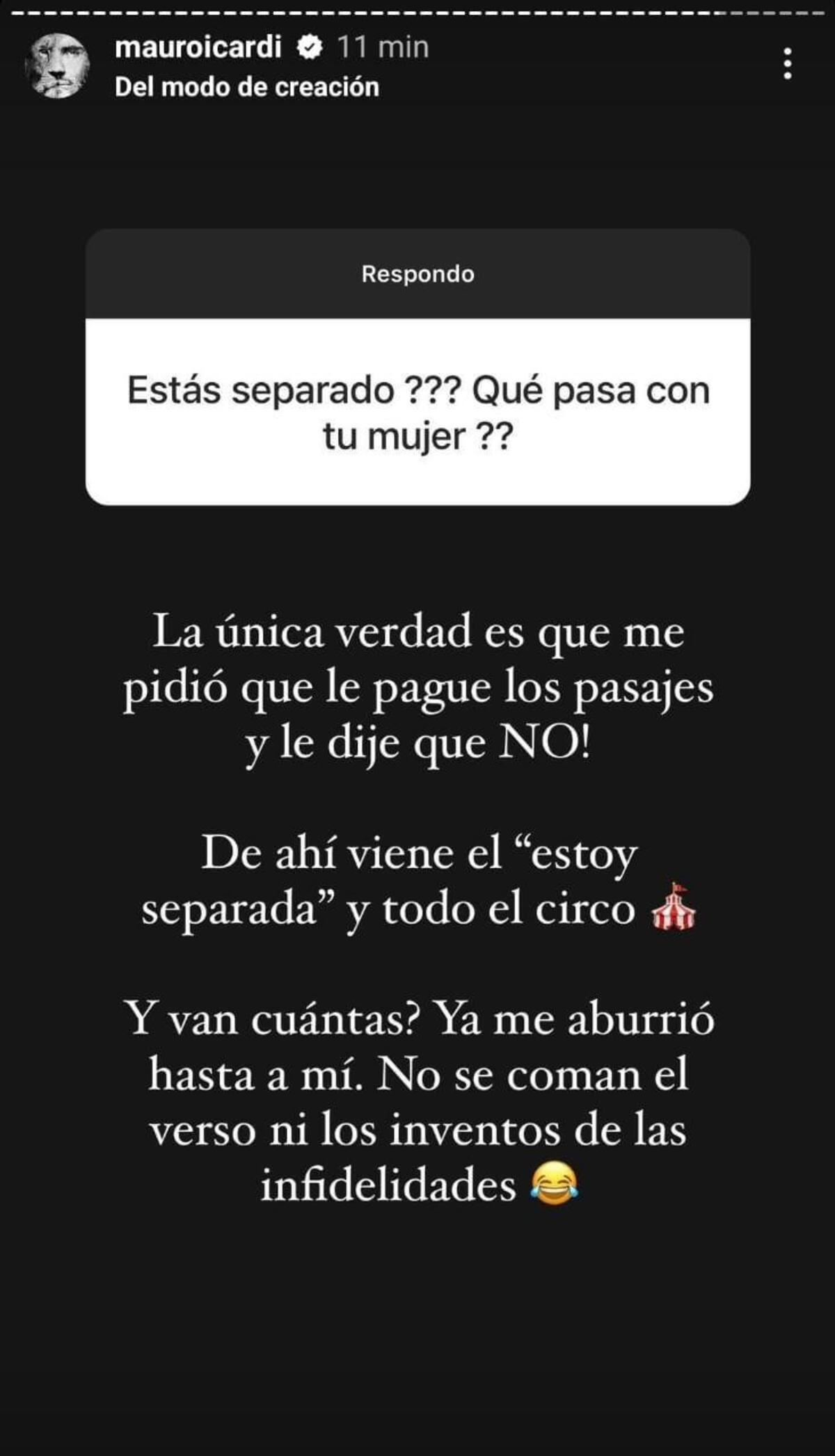 Mauro Icardi contra Wanda Nara. Foto: Instagram.