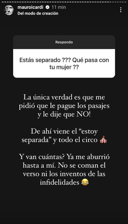 Mauro Icardi contra Wanda Nara. Foto: Instagram.