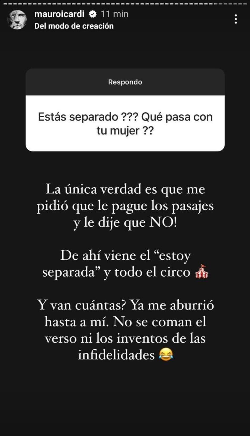 Mauro Icardi contra Wanda Nara. Foto: Instagram.