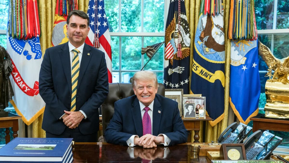 Flávio Bolsonaro y Donald Trump en estados unidos
