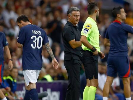 Christophe Galtier y Lionel Messi, PSG. Foto: REUTERS