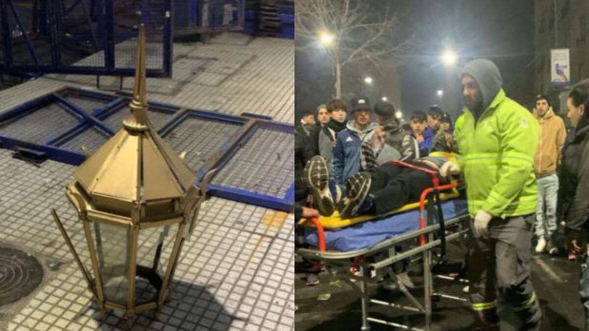 Festejaba el triunfo de Argentina, se subió a una farola y terminó internado. Foto: X