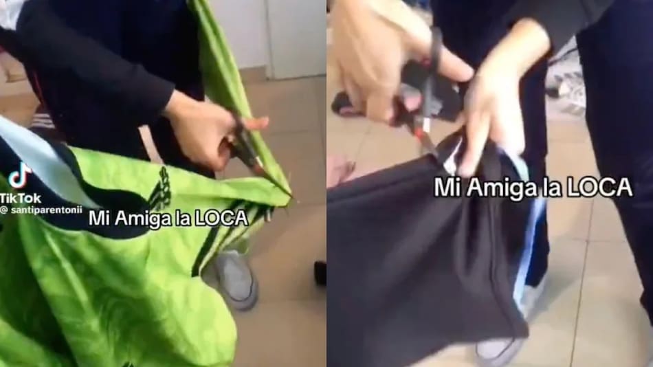 Mujer rompe ropa de fútbol de su pareja. Foto: NA.