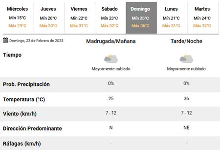 El domingo 23 de febrero se espera una ola de calor sobre la Ciudad de Buenos Aires. Foto: SMN.