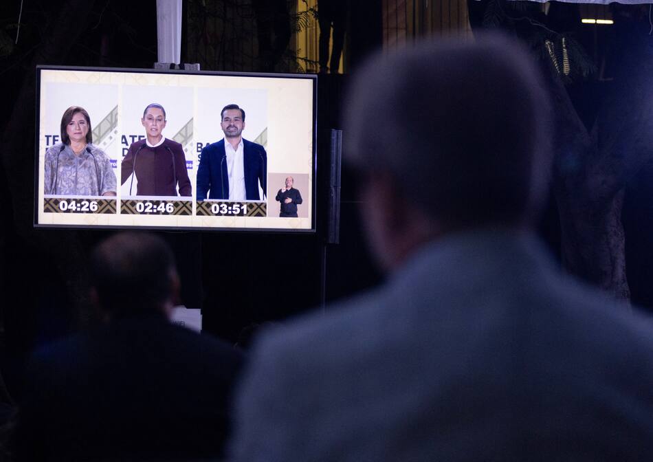 Xóchitl Gálvez, Jorge Álvarez Máynez y Claudia Sheinbaum; elecciones en México. Foto: Reuters