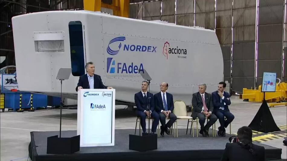 Macri inauguró planta de aerogeneradores en Córdoba
