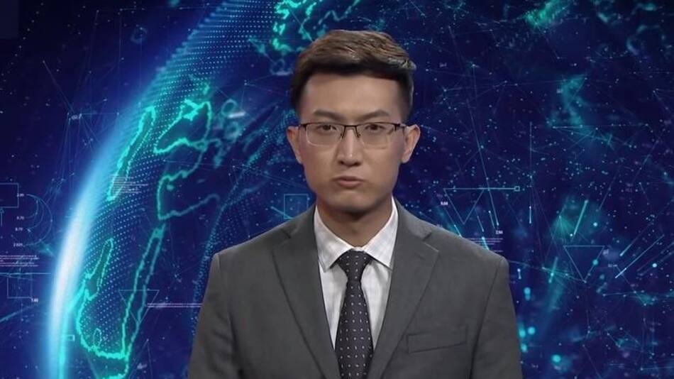 Periodista virtual en China que presenta noticias