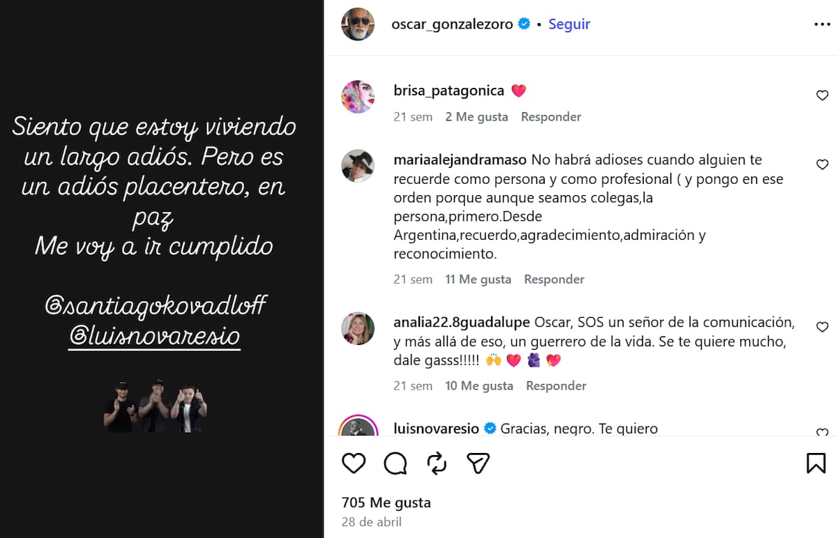Oscar González Oro murió este viernes 25 de septiembre en Punta del Este, Uruguay.