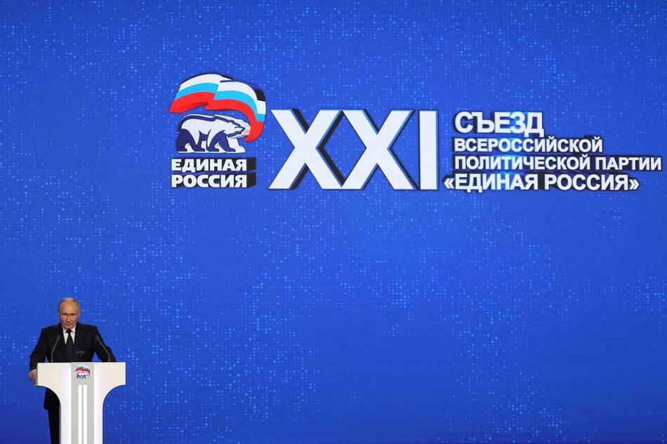 Vladímir Putin en un congreso de "Rusia Unida". Foto: Reuters.