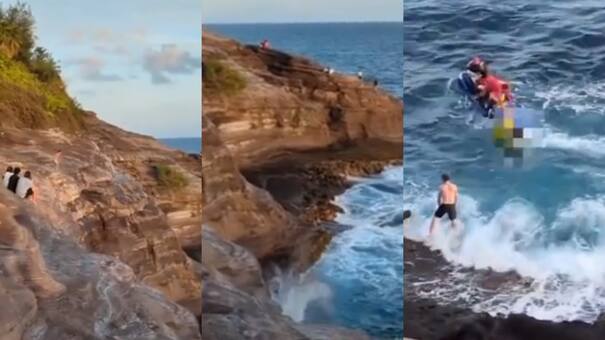 Un argentino murió en Hawái tras saltar al mar desde un acantilado: el impactante momento de la caída