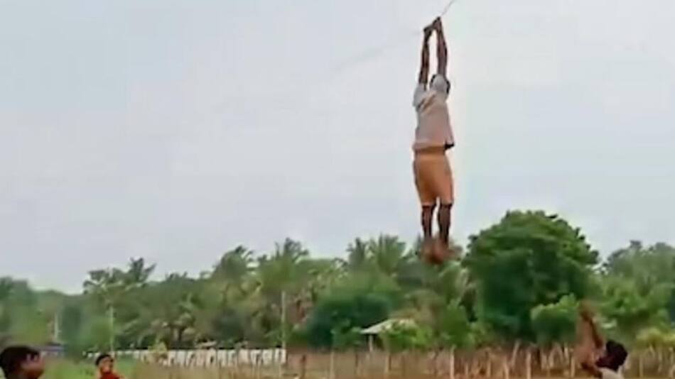 Joven fue arrastrado por barrilete gigante y voló por el aire