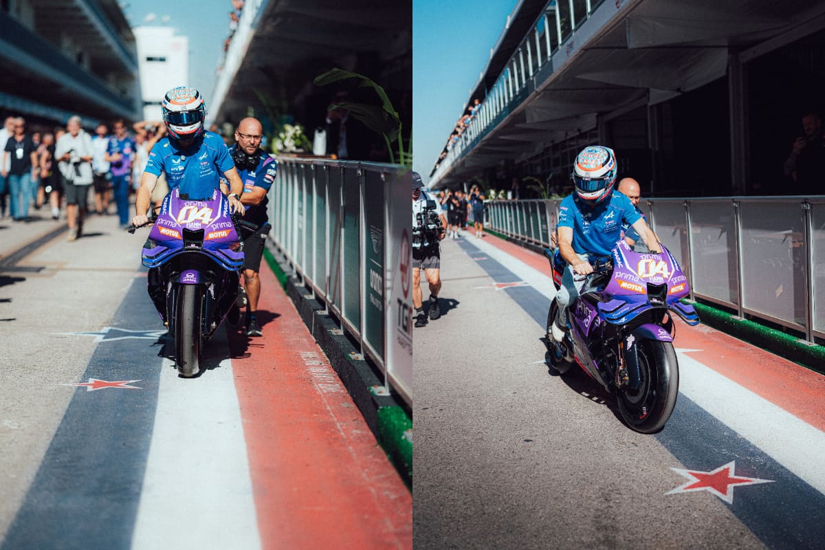 El piloto argentino fue una de las grandes atracciones del media day en Austin al recorrer el paddock sobre una Yamaha de Prima Pramac, socio de Alpine.