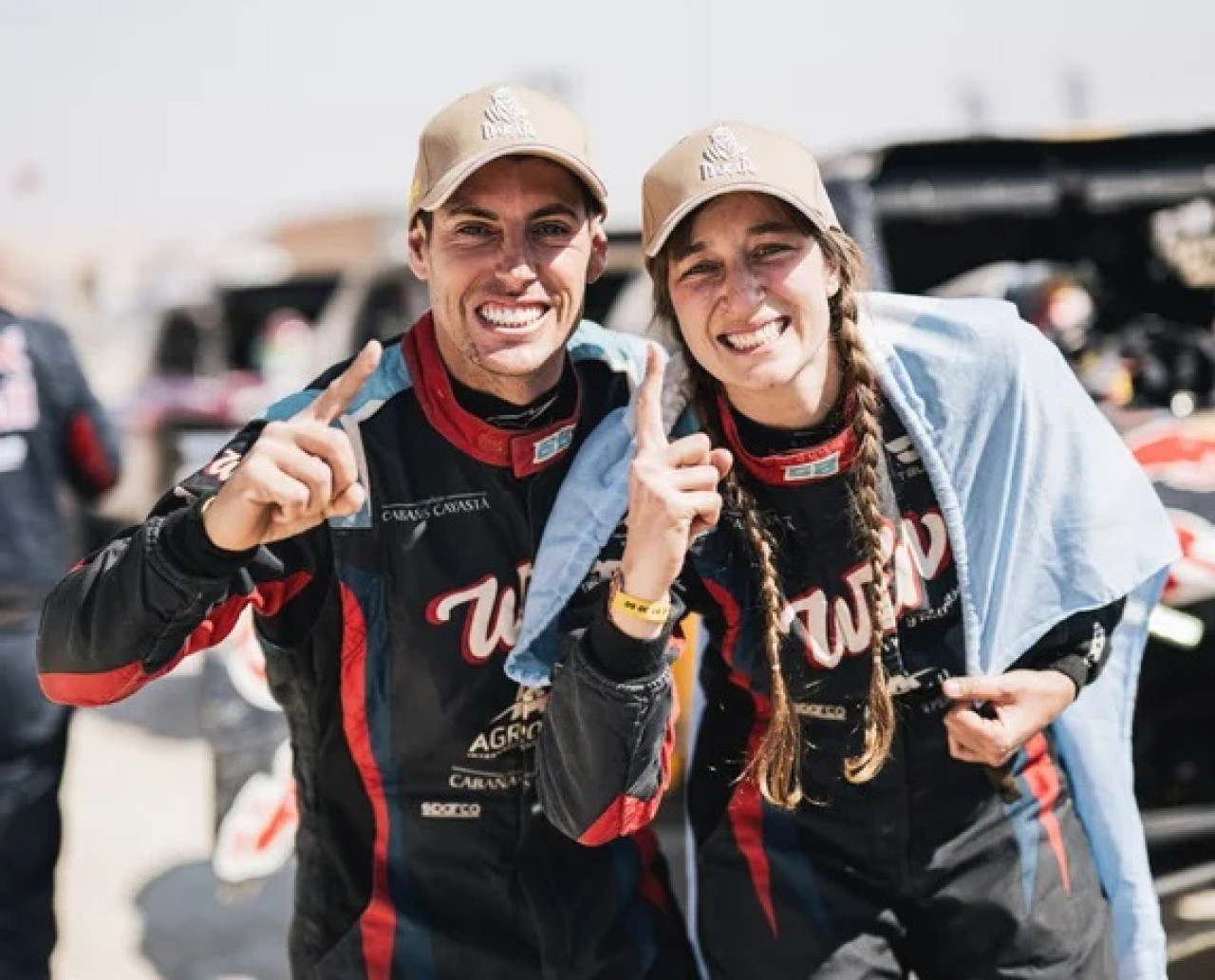 Nicolás Cavigliasso y Valentina Pertegarini en el Dakar 2025. Foto: NA.