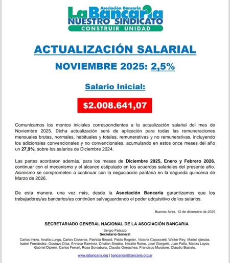 Aumento a empleados bancarios