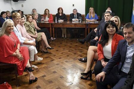 Cristina Fernández de Kirchner se reunió con el bloque de senadores del Frente de Todos, NA