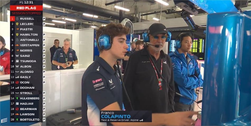 Franco Colapinto en el Gran Premio de China. Foto: Captura.