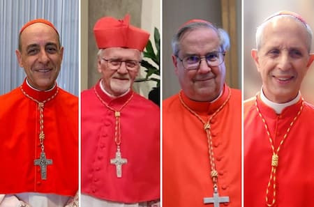 Los cardenales argentinos Víctor Fernández, Vicente Bokalic Iglic, Ángel Sixto Rossi y Mario Poli. Foto: Wikipedia.