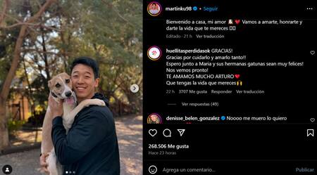 El mensaje de las rescatistas de Arturo. Foto: Instagram.