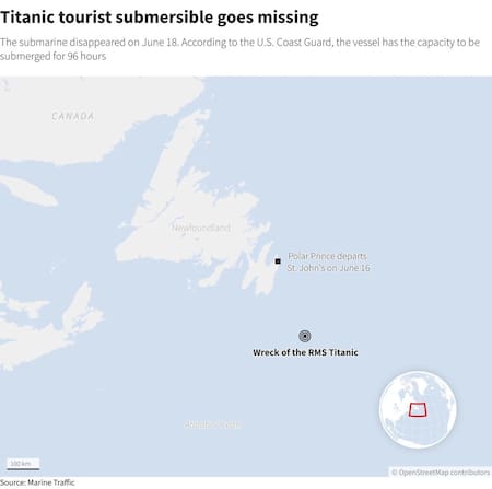 Turistas que desaparecieron en submarino para verrestos del Titanic. Foto: NA.