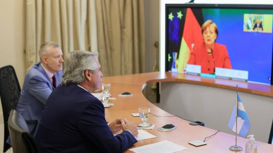 El Presidente Alberto Fernández habló con la canciller alemana Angela Merkel, foto Presidencia