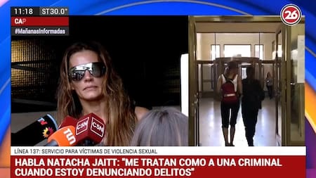 Natacha Jaitt tras allanamiento de su casa (Canal 26)