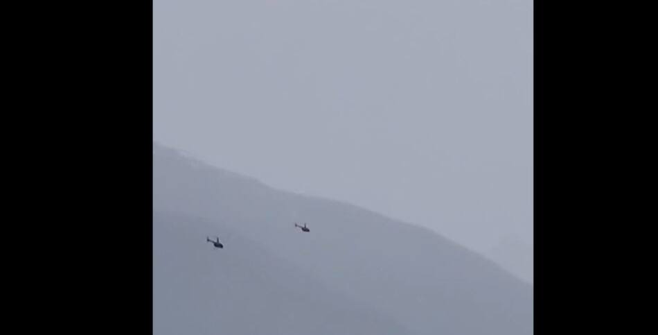 Las imágenes de los helicópteros sobrevolando el Glaciar Perito Moreno. Foto: Captura video.