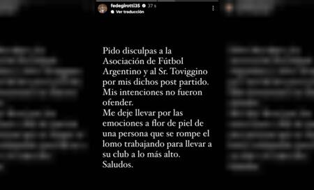 El pedido de disculpas de Girotti. Foto: NA