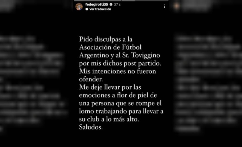 El pedido de disculpas de Girotti. Foto: NA