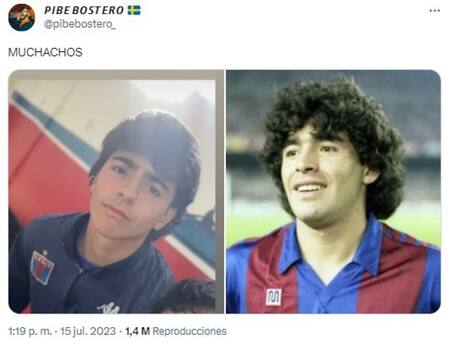 La publicación del gran parecido físico entre Benjamín Agüero y su abuelo Diego Maradona. Foto: Twitter captura de pantalla.