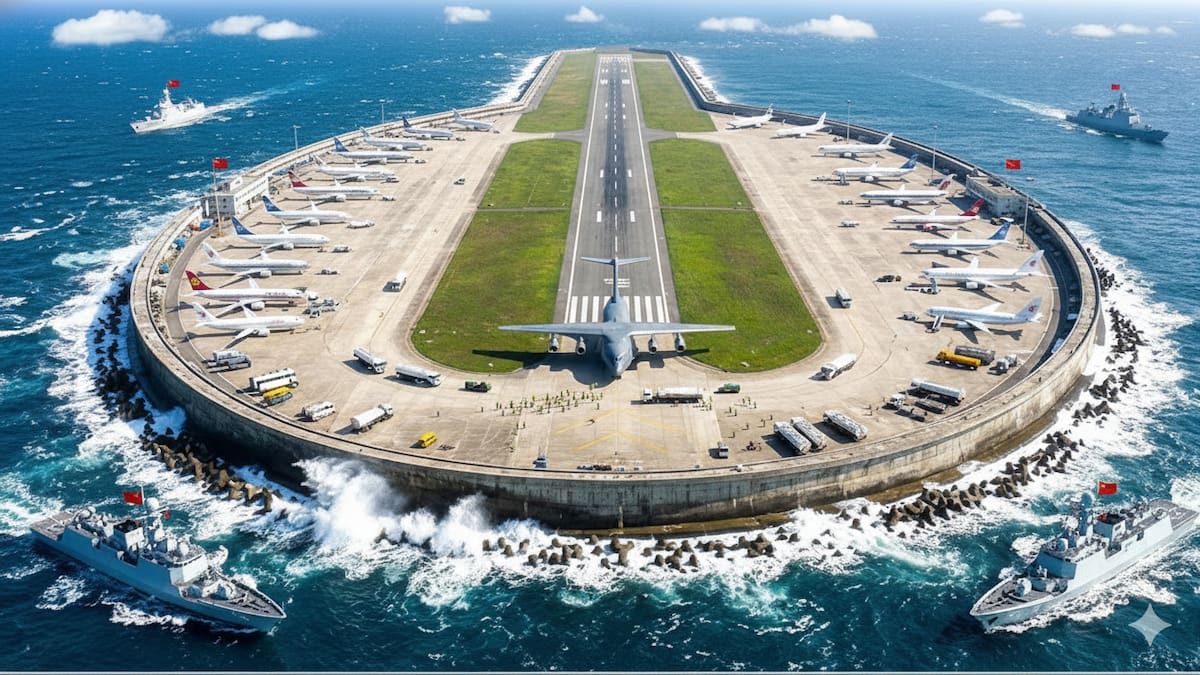 China levanta en Dalian el mayor aeropuerto del mundo sobre una isla artificial.