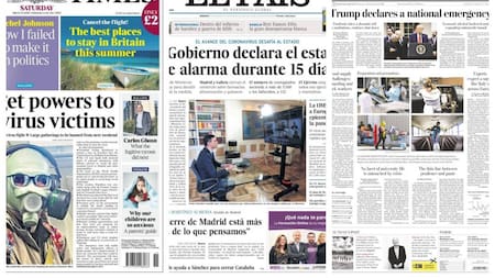 Tapa diarios, sábado 14 de marzo de 2020