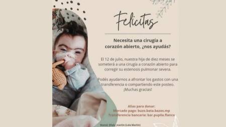 Felicitas necesita una cirugía a corazón abierto y su familia busca ayuda para costear la operación