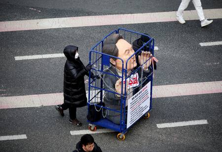 Protestas contra Yoon Suk-yeol, presidente de Corea del Sur. Foto: Reuters.