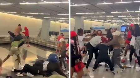 Batalla campal en un aeropuerto: pasajeros terminaron a las piñas por una valija