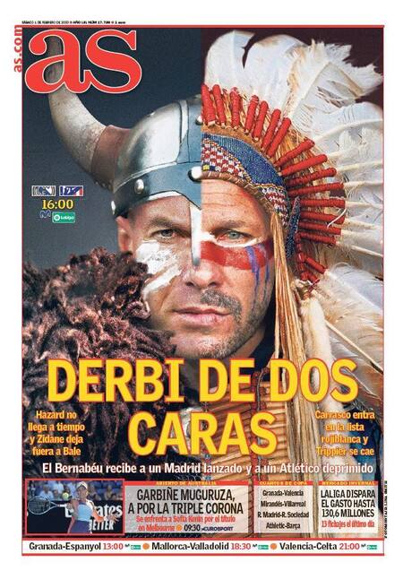 Tapas de diarios, As de España, sábado 1 de febrero de 2020