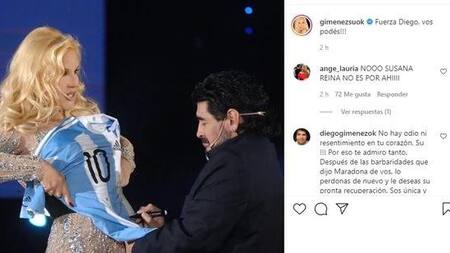 Susana Giménez y su mensaje a Diego Maradona en Twitter
