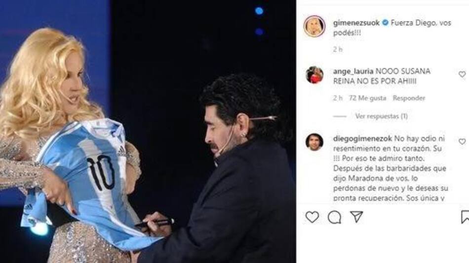 Susana Giménez y su mensaje a Diego Maradona en Twitter