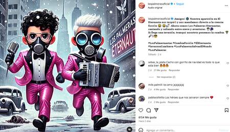 La reacción de Los Palmeras tras la sorpresiva aparición en El Eternauta. Foto captura IG