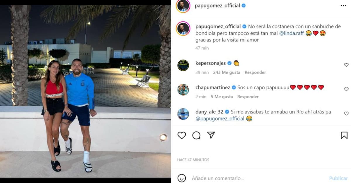 Papu Gómez y Linda Raff. Foto: Instagram.