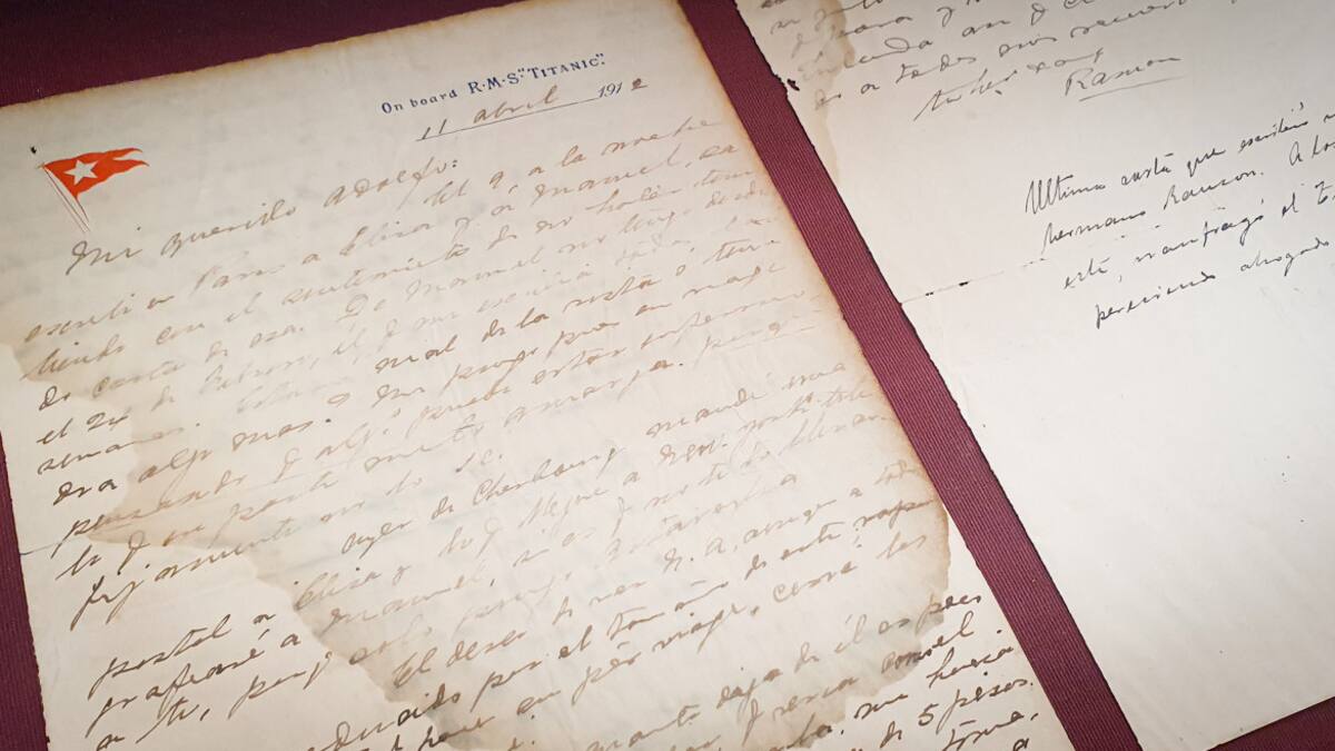 Carta enviada desde el Titanic de un pasajero uruguayo. Foto: EFE.