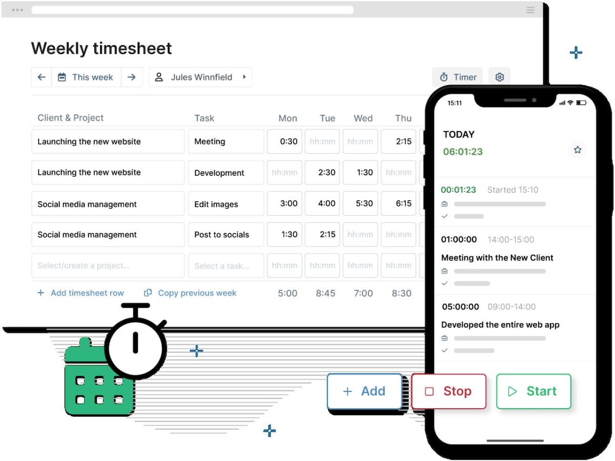 La app fusiona diversas herramientas para gestionar el tiempo de los usuarios. Foto: Myhours.