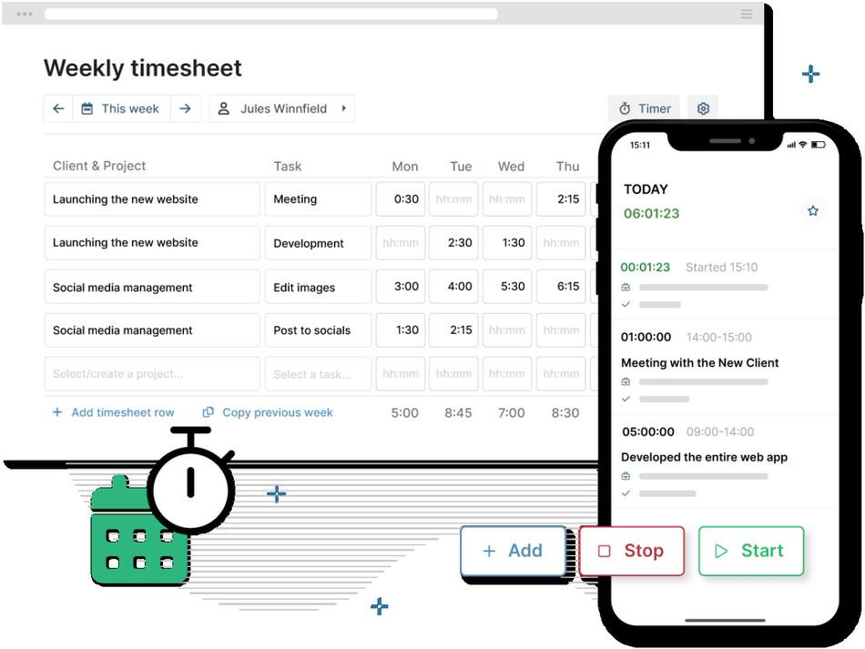 La app fusiona diversas herramientas para gestionar el tiempo de los usuarios. Foto: Myhours.