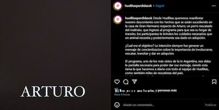 El comunicado sobre Arturo. Foto: Instagram
