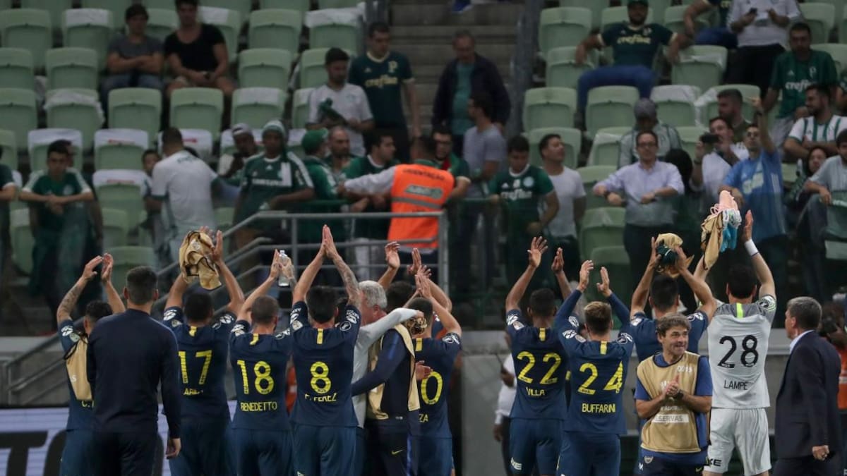 Festejo de Boca tras el empate ante Palmeiras por Copa Libertadores (Reuters)